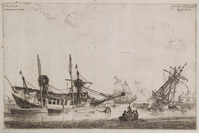 KG 08740
<br/>
Teren van de romp van twee schepen
<br/>
<em>Nooms, Reinier (1623/4-1664)</em>